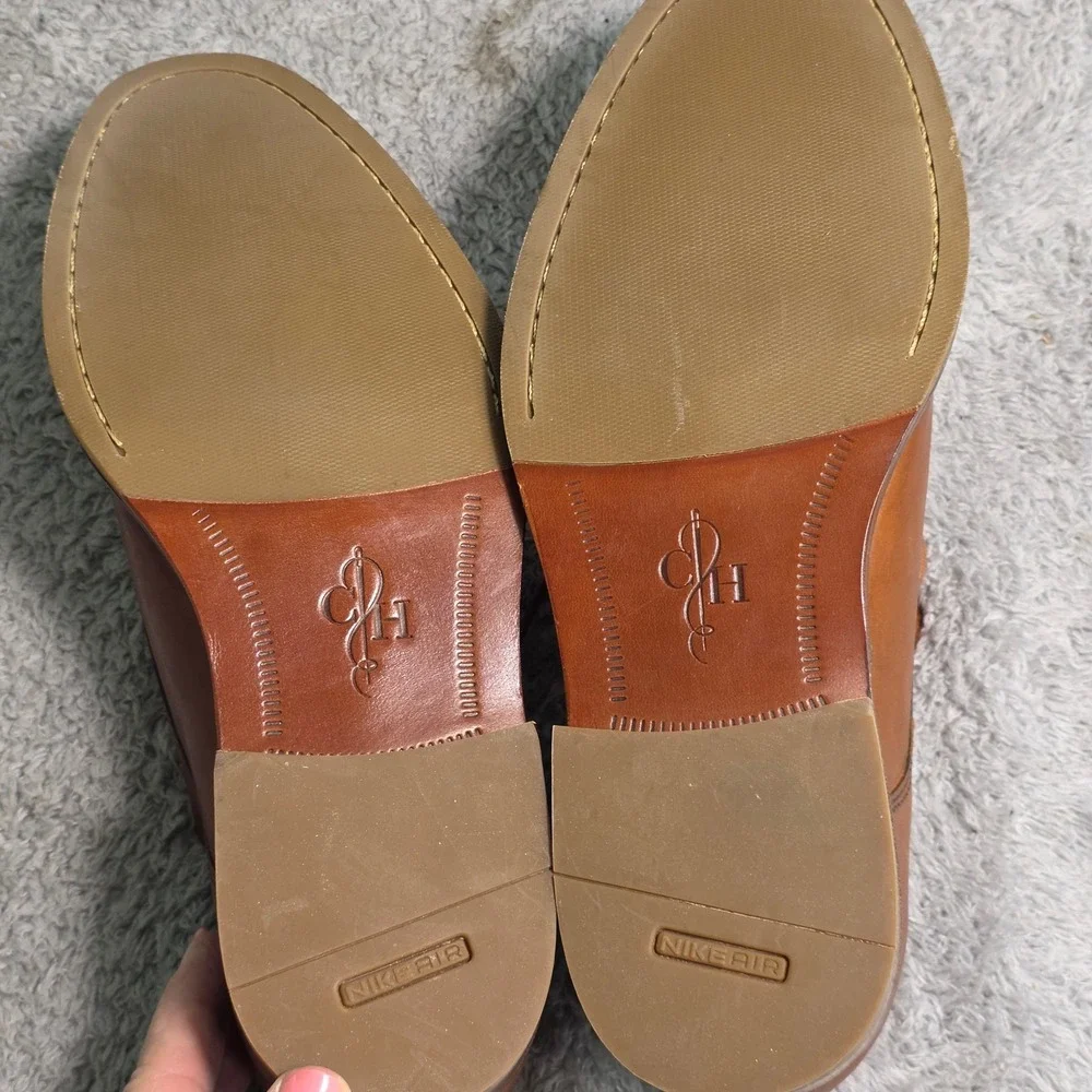 RARE VTG Cole Haan Derby Plain Toe Shoes British Tan Leather NikeAir Men 9.5 NEW
